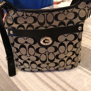 Coach Signature Black & Grey canvas Handbag